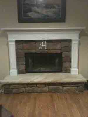 Fireplace mantel with stone